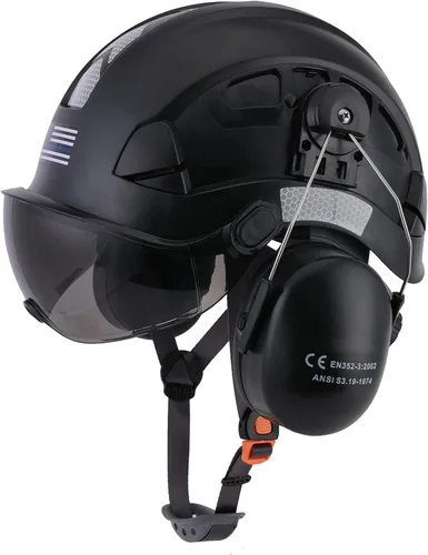 Vista 8 de Safety Helmet Hard Hat with Visor and Hearing Protection Vented ANSI Z89.1 Approved Work Helmet for Forestry Chainsaw Arborist Logging Helmet