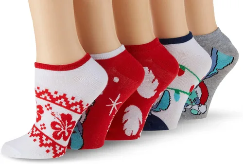 Vista 5 de Disney Women's Lilo & Stitch 5 Pack No Show Socks Surtido azul pastel