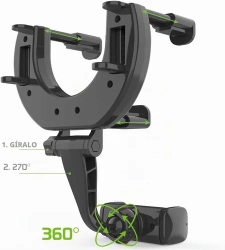 Vista 5 de Cellet Soporte universal para teléfono con espejo retrovisor para vehículo, compatible con iPhone 14 Pro Max Mini SE 13 12 11 XR XS Galaxy Z Flip Z