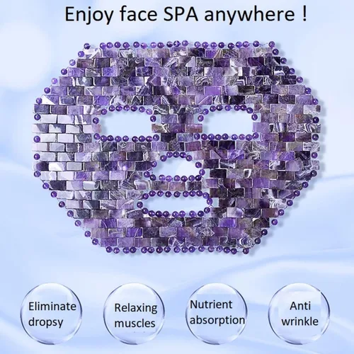 Vista 2 de Juego de máscaras faciales de jade natural con piedra de jade antienvejecimiento para dormir con máscara de ojos y rodillo de jade y Gua Sha Beauty