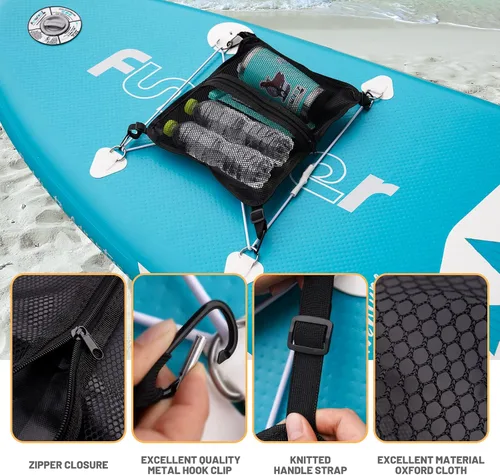 Vista 3 de FunWater Bolsa de almacenamiento de malla elástica para tabla de remo, tabla de surf, kayak, barco, canoa y rafting