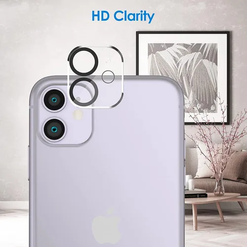 Vista 5 de Protector de lente de cámara para iPhone 11/12 Mini, vidrio templado, cobertura completa, antiarañazos, paquete de 2