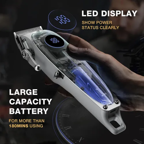 Vista 4 de SUPRENT Cortadora de pelo recargable profesional para hombres, kit de corte de pelo inalámbrico con pantalla LED