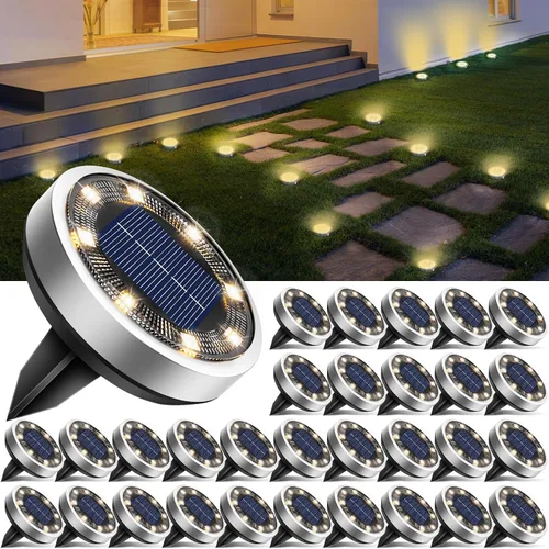 Vista 21 de Btfarm Paquete de 16 luces solares impermeables para exteriores, 8 luces LED solares para suelo