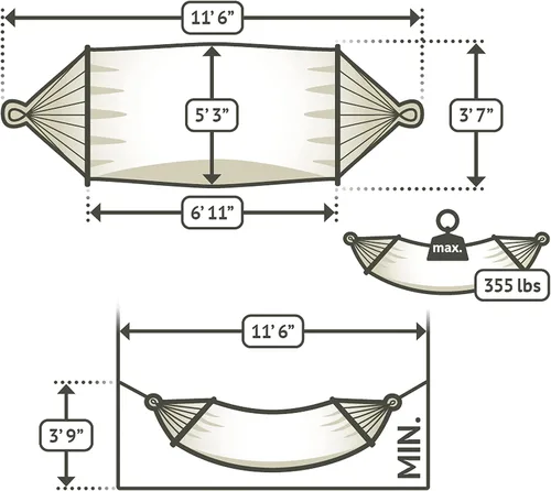 Vista 6 de La Siesta® Alisio Hamaca con barra esparcidora, hamaca exterior resistente a la intemperie, hamaca exterior de tela para 2 personas, hamaca para 2