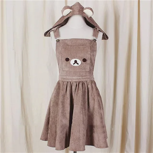 Vista 2 de Mfacl Lindo vestido de Lolita Kawaii Lolita Vestido de Oso Lindo Harajuku Lolita Vestido, Marrón, S