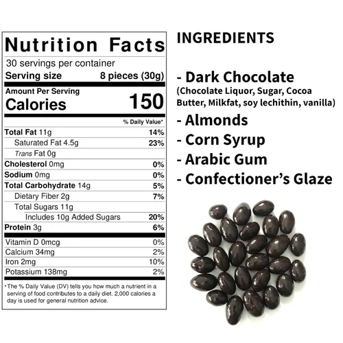 Vista 4 de Almendras cubiertas de chocolate negro - Almendras crujientes empapadas en rico chocolate negro (bolsa de 2 libras)