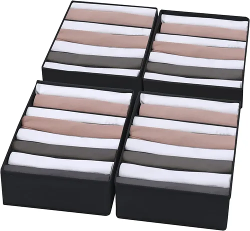 Vista 11 de Paquete de 4 Organizadores de Cajones para Camisetas para Ropa, Caja de Almacenamiento de Armario de 8 Compartimentos con Rejillas, Organizador