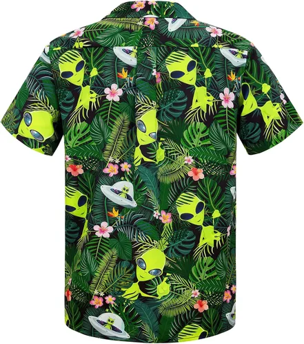 Vista 79 de Camisa hawaiana para hombre, con estampado floral, cómoda, con botones, casual, manga corta, ropa de playa para hombre