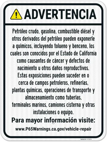 Vista 13 de Señal español de advertencia para petróleo crudo, gasolina, combustible diésel, otros productos petrolíferos, 10 x 7 pulgadas, aluminio 040 libre