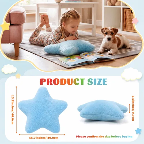 Vista 2 de Soaoo 5 almohadas esponjosas con forma de estrella para niños, decoración estética, suave y preppy lindo cojín para sofá, sala de estar, dormitorio