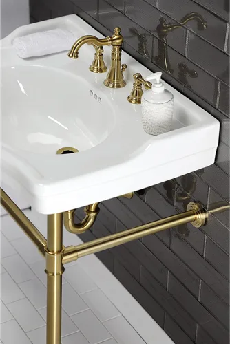 Vista 5 de Fauceture FSC1973ACL American Classic Grifo de Baño Extendido con Pop-Up de Latón, Latón Cepillado Cobrizo cepillado
