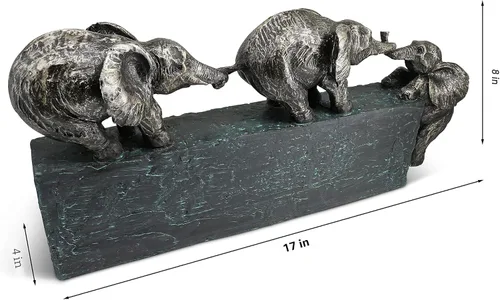 Vista 4 de Vaudagio Escultura "Family Ties" - Símbolo atemporal de la unión familiar y del equipo - Adorno de 17 pulgadas de largo - Estatua de elefante como