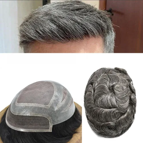 Vista 27 de Toupee For Men Hair Piece Real Human Hair Mens Hair System Fine Mono Mens Toupee Hair System For Men Hairpieces French Lace Natural Hairline8x10