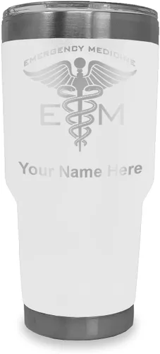 Vista 10 de LaserGram Vaso aislado al vacío de 20 onzas, medicina de emergencia, grabado personalizado incluido (gris) Engraved Gift for Doctors, Vacuum
