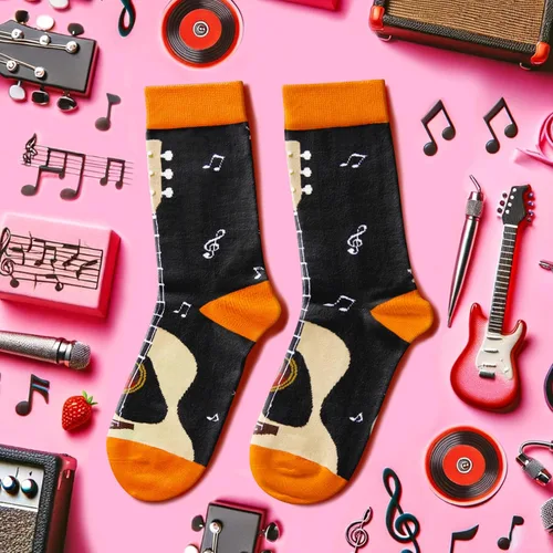Vista 2 de HAPPYPOP Regalos divertidos para hombres papá música golf, guitarra, bolos, regalos republicanos, calcetines de guitarra para papá golf