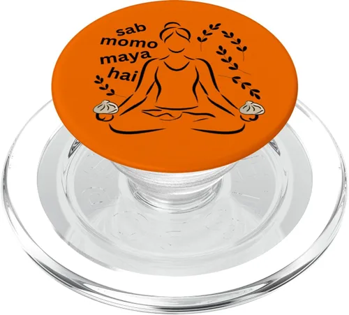 Vista 7 de Paz Amor Yoga Momo Comida Pun Meditación Hindi Divertido PopSockets Estándar PopGrip