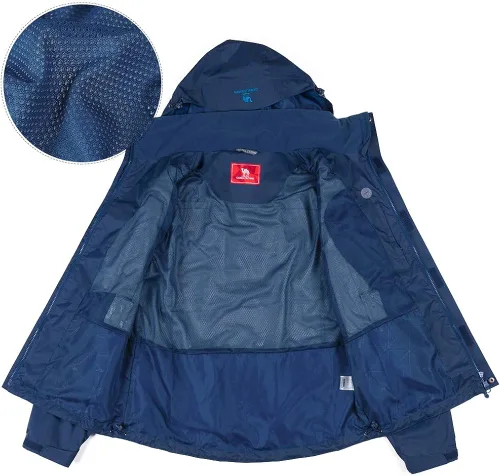 Vista 4 de CAMEL CROWN - Chaqueta impermeable para hombre con capucha cortavientos, resistente al viento y a la lluvia, para senderismo, escalada, viajes.