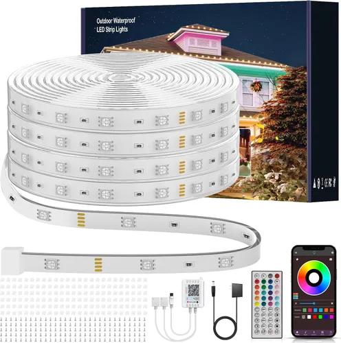 Vista 4 de Ledagic Tira de luces LED de neón RGB de 32.8 pies con aplicación, control remoto, tira de luz de neón impermeable IP65 para interiores
