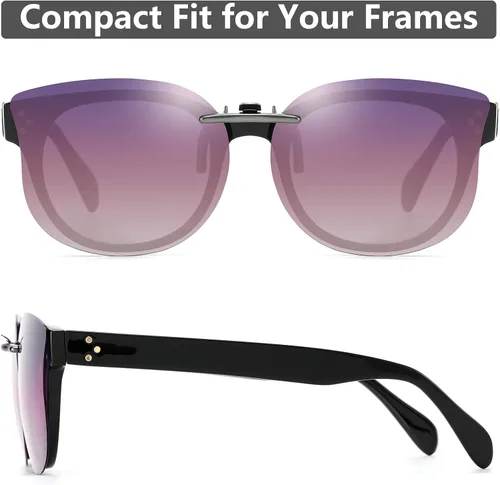 Vista 5 de CAXMAN Lentes de sol con clip de ojo de gato para mujer, lentes polarizados, ajuste compacto, no se levantan