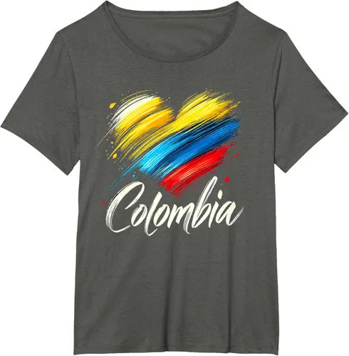 Vista 18 de Camiseta de orgullo colombiano con corazón de la bandera de Colombia