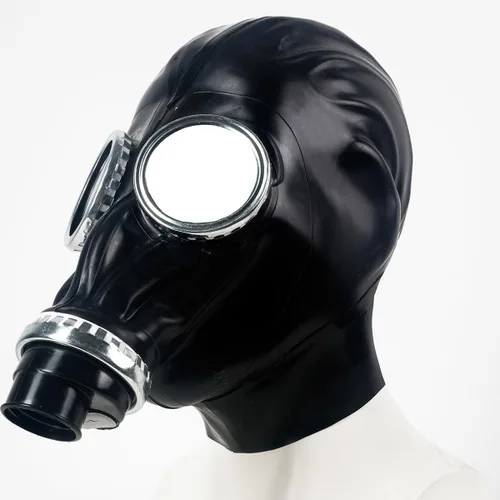 Vista 4 de ABWL Máscara de látex para cosplay, máscara steampunk de cara completa