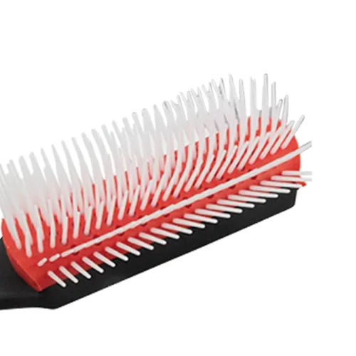 Vista 5 de Cepillo de pelo rizado rojo desenredante de 9 filas de ABS, cepillo estático para cabello rizado y ondulado, unisex, blanco