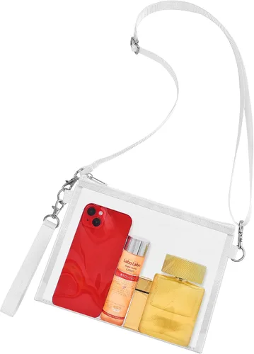 Vista 12 de Bagenius Clear Purse Stadium Approved, Crossbody Bag with Detachable Straps Negro