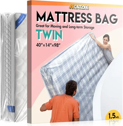 Vista 11 de 2 bolsas de colchón de plástico para almacenamiento en movimiento, funda de colchón impermeable, protector de colchón para suministros de mudanza