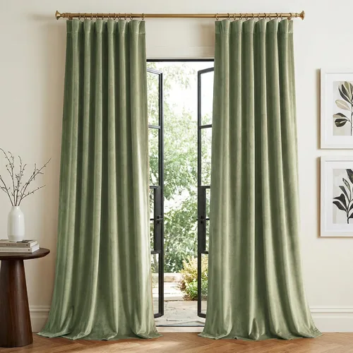Vista 12 de StangH Cortinas opacas de terciopelo marrón para sala de estar, 52 pulgadas