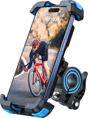 Vista 9 de Lamicall Soporte de teléfono para bicicleta, soporte de teléfono para motocicleta, soporte ajustable para teléfono celular, clip para manillar