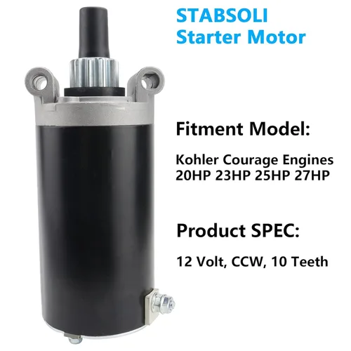 Vista 3 de Motor de arranque y relé solenoide para motores Kohler Courage para Cub Cadet i1050 i1046 06-12, SLT1554 SLT1550 05-06, LT1046 LT1045LE 05-06