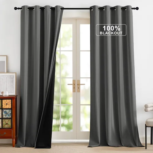 Vista 21 de NICETOWN Cortinas 100% Opacas Cortas de 36 Pulgadas de Largo para Dormitorio, Privacidad Aislamiento Térmico con Ojales Cortinas de Ventana