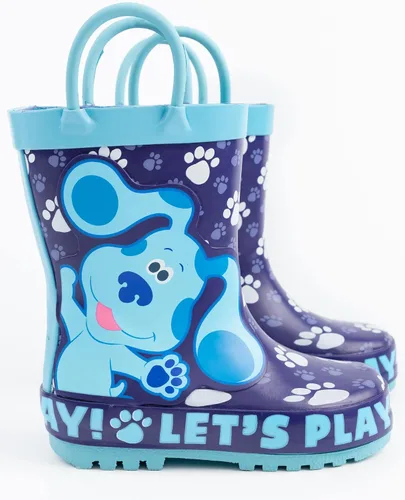 Vista 4 de Blue's Clues And You Wellies - Botas de agua para niños y niñas Animated Blue Puppy Lets Play Wellington Botas resistentes al agua Zapatos