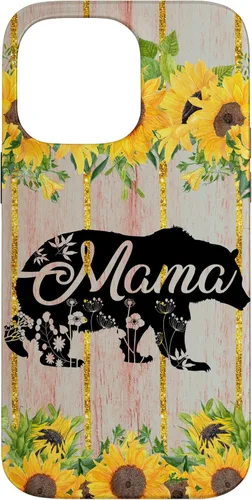 Vista 21 de Mama Bear Rustic Woodgrain Sunflower Farmhouse Country Mama Case for iPhone 17