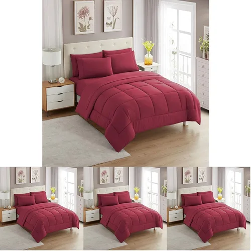 Vista 43 de Sweet Home Collection Juego de edredón de 7 piezas de color sólido para todas las estaciones, manta alternativa de plumón suave y lujosas sábanas