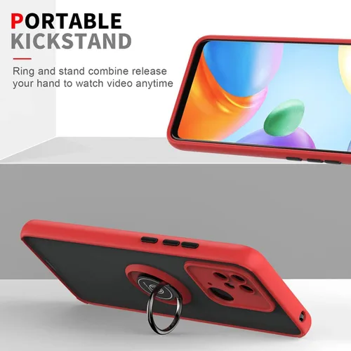 Vista 5 de QUIETIP Funda compatible con Xiaomi Redmi 10C/Poco C40, TPU + PC duro a prueba de golpes, anillo magnético para soporte de coche con protector