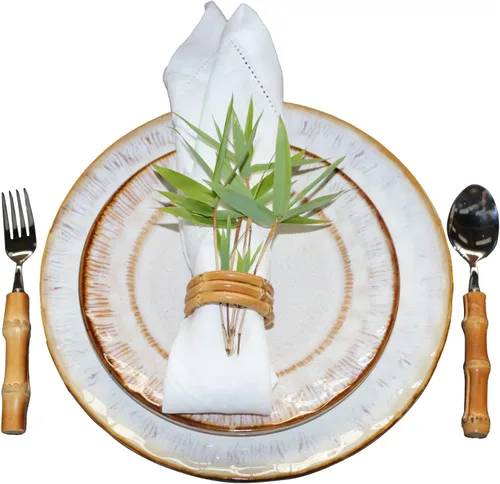 Vista 2 de Servilleteros de bambú, juego de 6 servilleteros, hecho a mano, natural, servilletero para decoración de mesa