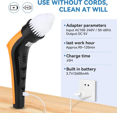 Vista 6 de hygger IPX8 - Cepillos eléctricos de limpieza de acuarios, kit de herramientas de limpieza recargables con 6 cabezales de cepillo de giro