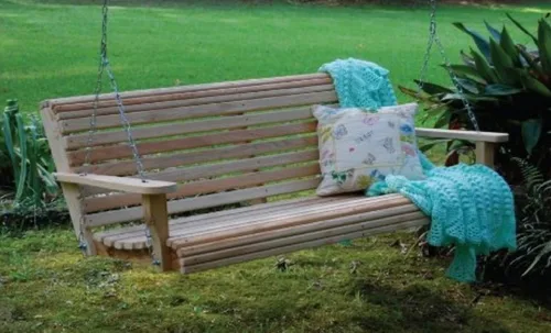 Vista 3 de Columpio de porche de madera de ciprés enorme de 6 pies de 6 pies fabricado en los Estados Unidos con madera eterna de ciprés resistente a