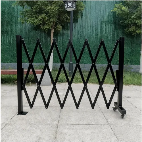 Vista 7 de Portable Expandable Metal Safe with Wheels - Durable Traffic Barrier for Industrial & School Use - Easy Install Control Solution, Amarillo