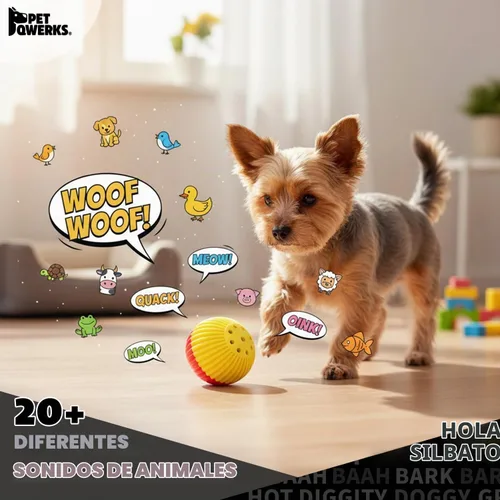 Vista 4 de Pet Qwerks Animal Sounds Babble Ball - Juguete interactivo para masticar para perros, tamaño grande