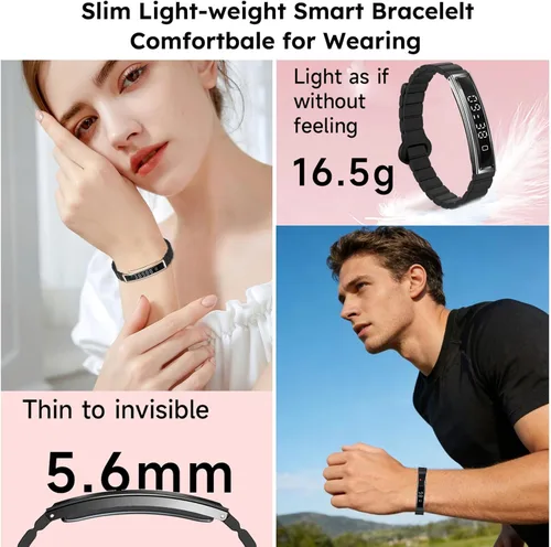Vista 2 de Pulsera inteligente de fitness, monitor de ritmo cardíaco, monitor de actividad del sueño, contador de pasos, calorías, podómetro, impermeable