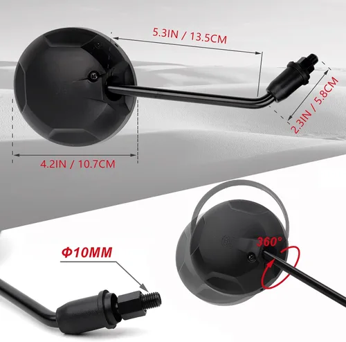 Vista 4 de Minho Espejos Retrovisores X War Police 10mm Tornillo para Honda MSX125 Grom 2014-2022 Zuma 125 redondo negro CMX 300 500 Rebel 2017-2022 espejo