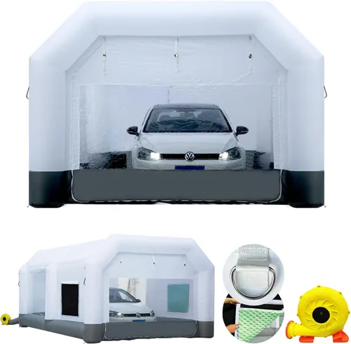 Vista 13 de GORILLASPRO Cabina de pintura inflable portátil de 16.5 x 10 x 8 pies, cabina de pulverización inflable con soplador de 550 W, sistema de filtro