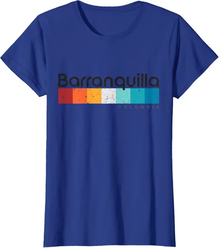 Vista 56 de Barranquilla Colombia - Camiseta de diseño vintage de estilo retro, Blanco, S