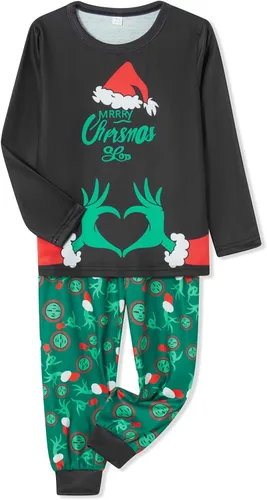 Vista 4 de Yiiciovy Pijamas de Navidad para la familia, pijamas de Navidad a juego para parejas, bebés, niños, pijamas de Navidad, juegos de ropa de dormir
