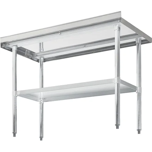 Vista 2 de Nexel WB4824BSS Mesa de trabajo de acero inoxidable con protector contra salpicaduras, 48 pulgadas de ancho x 24 pulgadas de profundidad x 35