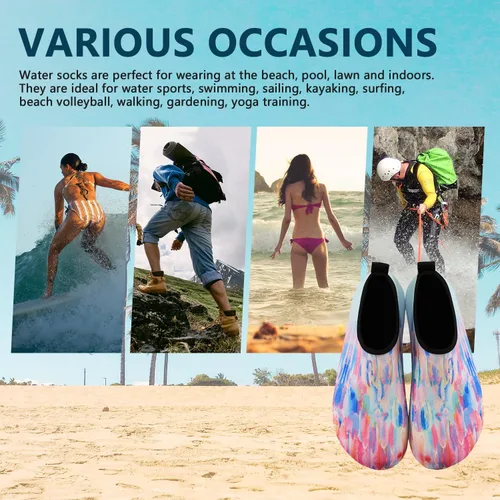 Vista 5 de Valennia Zapatos de agua descalzos de secado rápido, calcetines de yoga para playa, natación, surf, ejercicio para mujeres y hombres