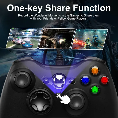 Vista 3 de Xbox One Wired Controller, Compatible with Xbox Controller, Share Function Wired Xbox One Controller with 3.5mm Audio Headphone Jack Double Shock